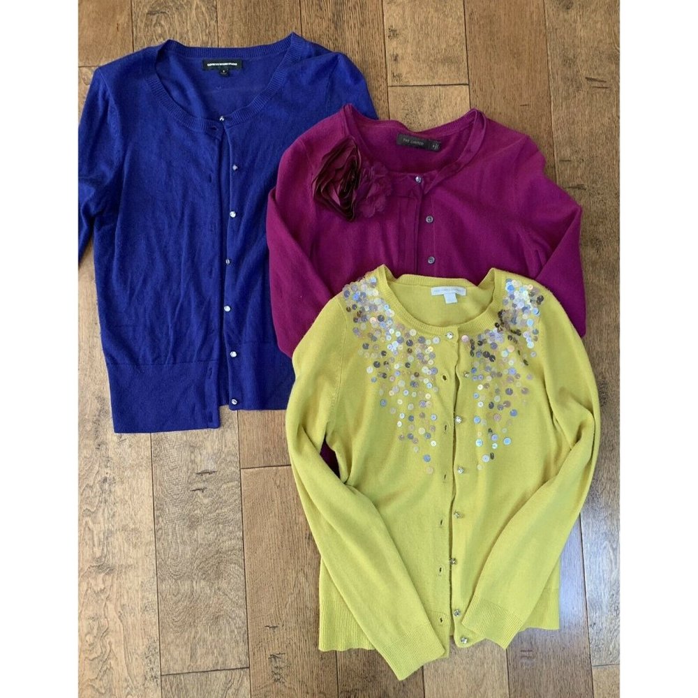 womans small designer studded and sequins button up cardigan Bundle